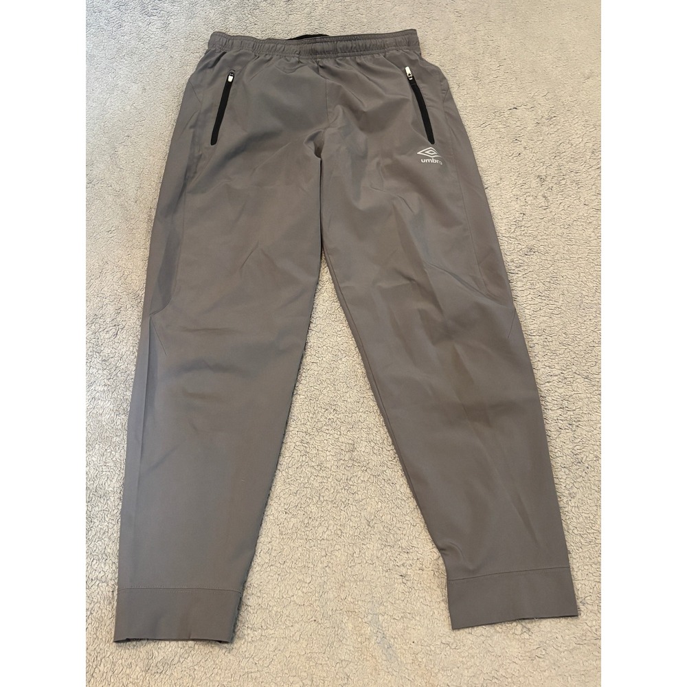 Umbro Gray Athletic Training Track Pants Boys XL 16/18 Zipper Pockets Ankle Zip